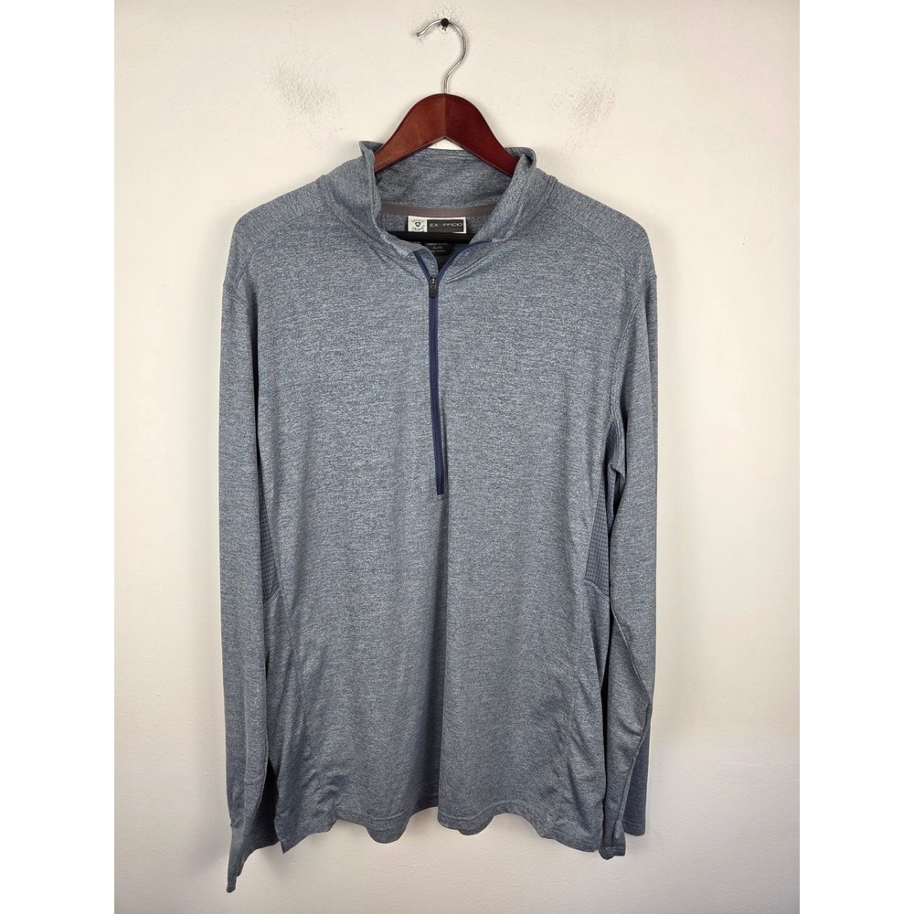 ExOfficio Mens Insect Shield Quarter Zip Pullover Gray Blue Heather XL